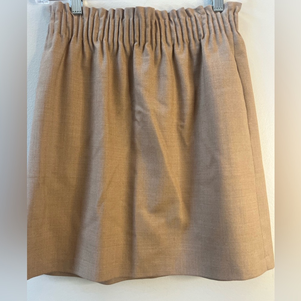 J. Crew Tan Mini Paper Bag Skirt Pockets Fully Lined Preppy Elastic Wool Comfy
